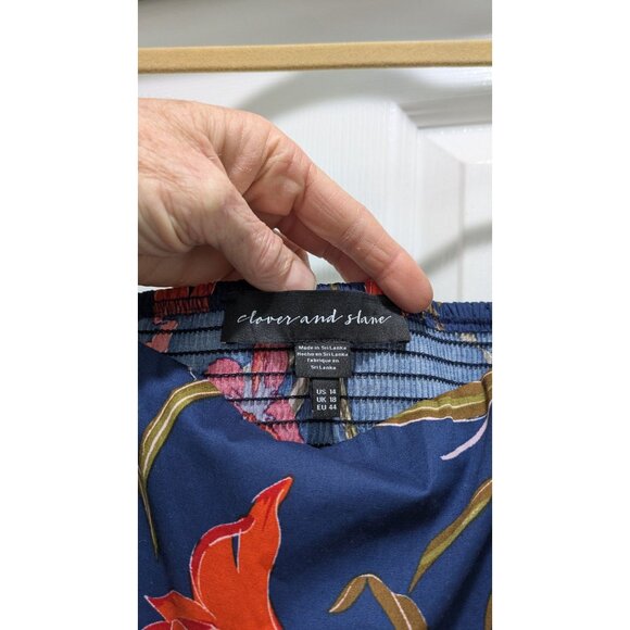 NWT Clover & Sloane Womens Maxi Sundress 14 Empire Navy Red Dark Floral Beachy - Picture 2 of 14